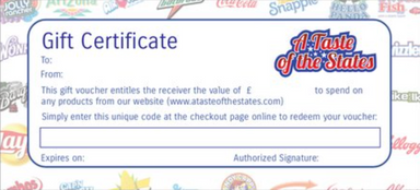 A Taste of the States Gift Voucher (inc blank envelope) - A Taste of the States