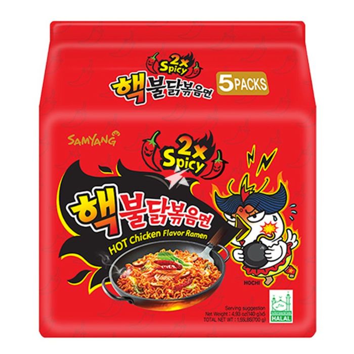 Samyang Buldak Hot Chicken Ramen Noodles: Double Spicy (5-pack)