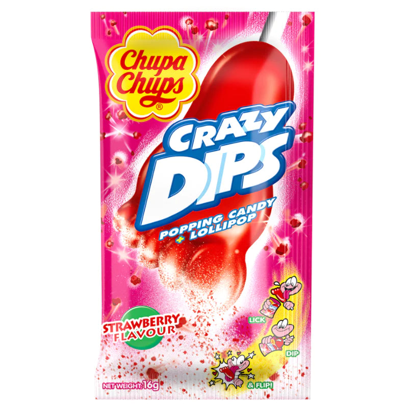 Chupa Chups Crazy Dips: Strawberry Popping Candy (14g)