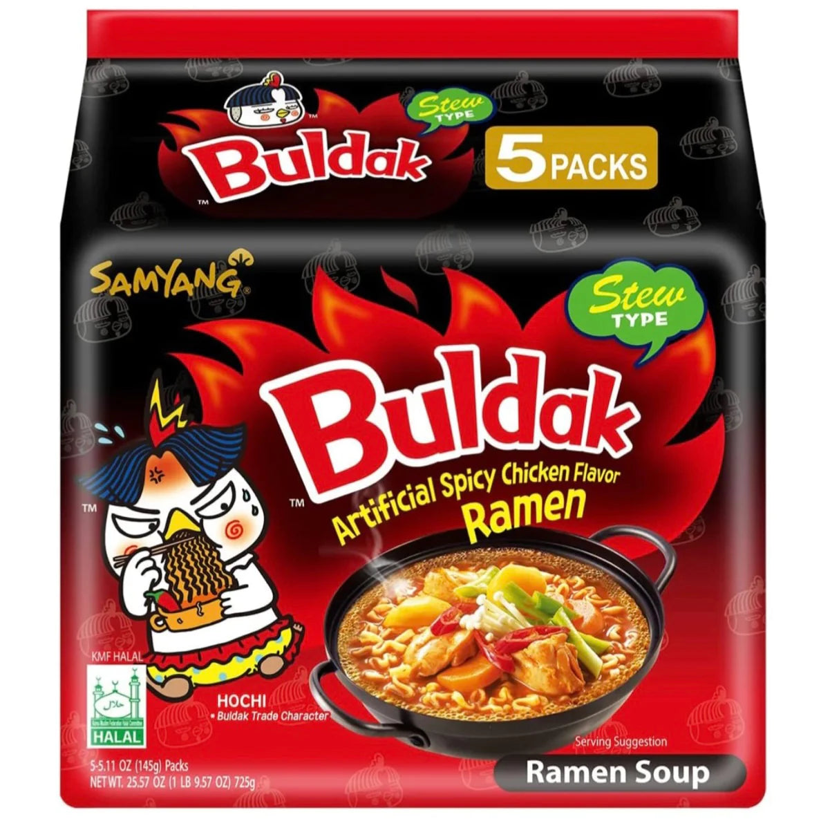 Samyang Buldak Hot Chicken Ramen Noodles: Chicken Stew (5-pack)