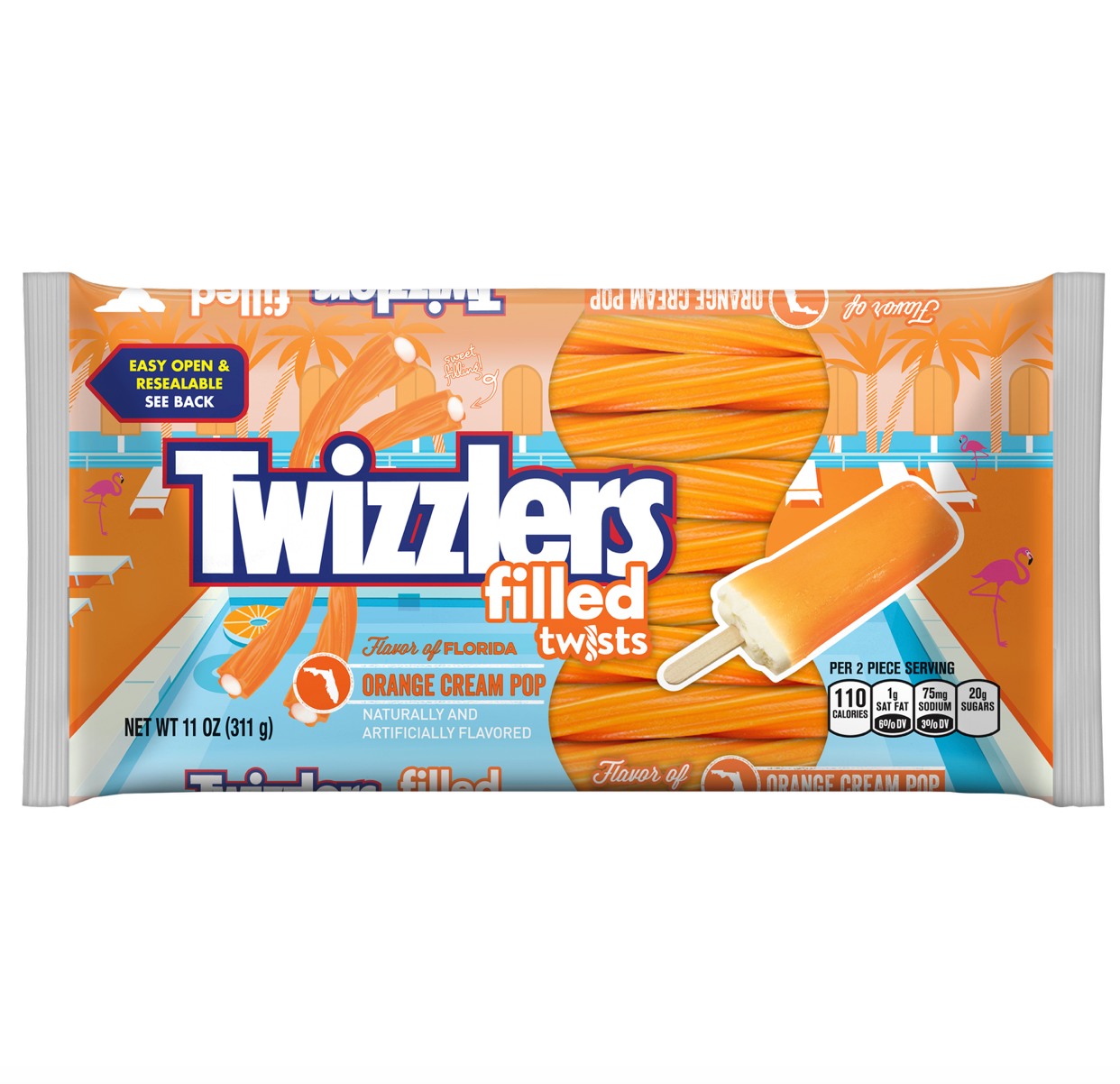 Twizzlers Filled Twists: Orange Cream Pop (311g) 11oz - A Taste of the States