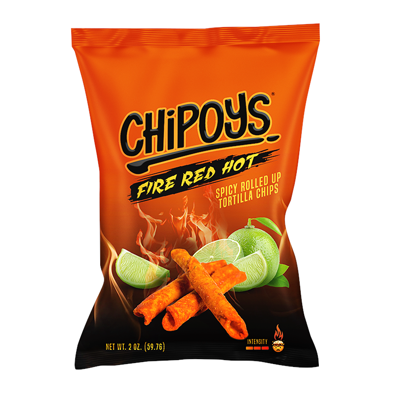 Chipoys Fire Red Hot Rolled Tortilla Corn Chips (4oz)